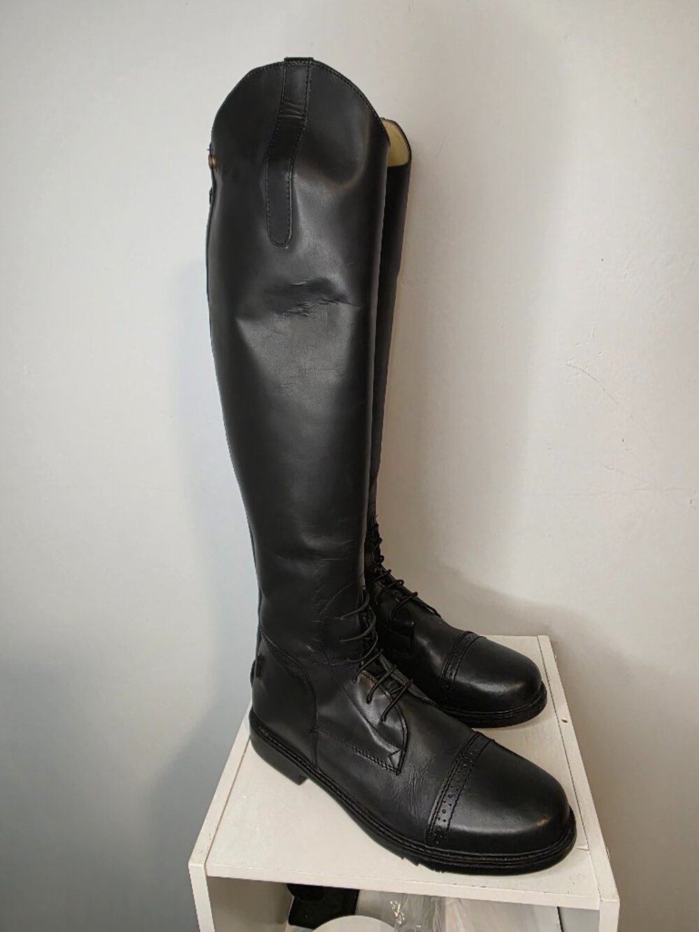TuffRider Men's Black Leather Back Zip Tall Riding Boots Size 9.5